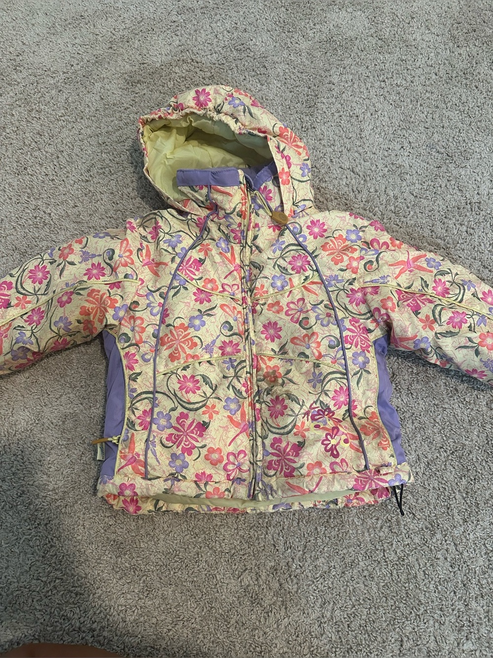 Dragonflies Kids Floral Hooded Winter Jacket